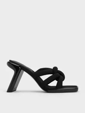 Toni Knotted Puffy-Strap Mules - Black Textured