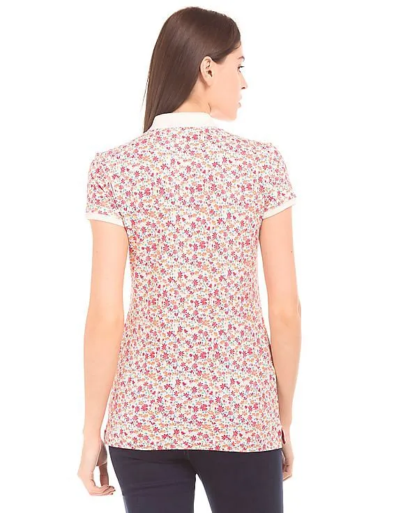 U.S. Polo Assn. Women Floral Print Regular Fit Polo Shirt