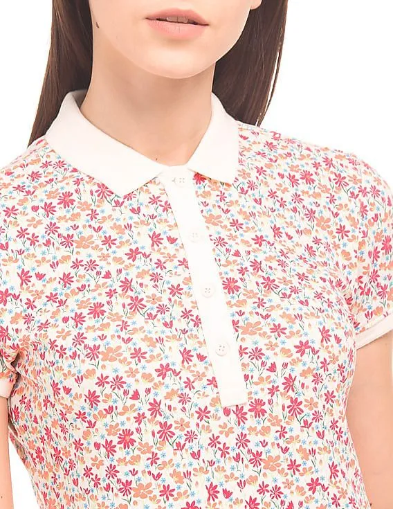 U.S. Polo Assn. Women Floral Print Regular Fit Polo Shirt