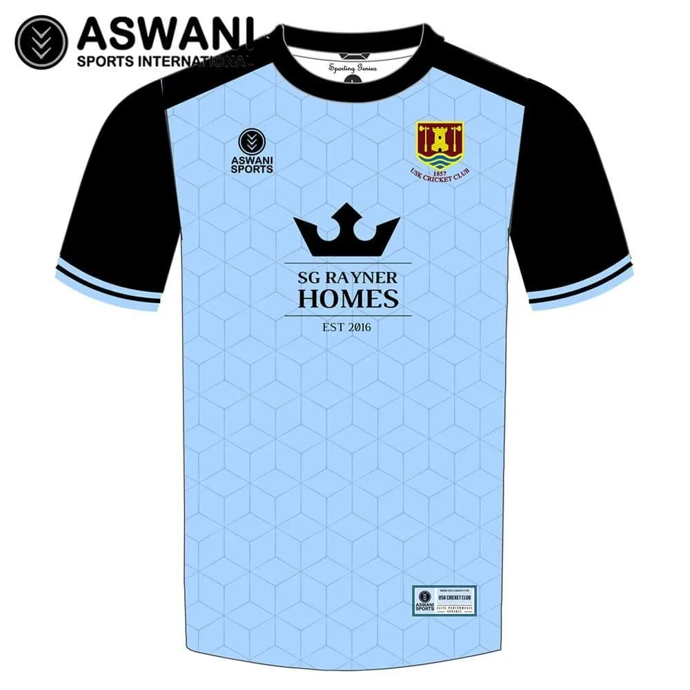 Usk Cricket Club Mens Training Shirt, Short Sleeve, Adult