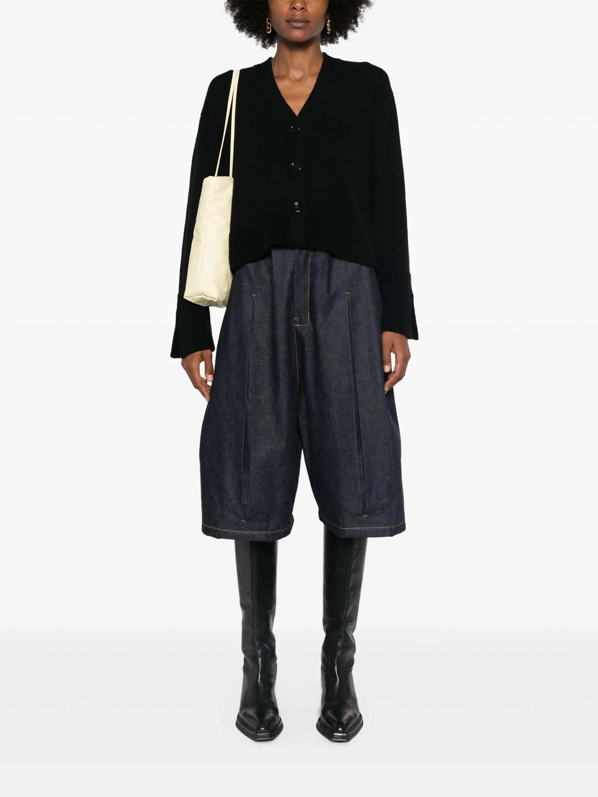 V-neck cashmere cardigan, black