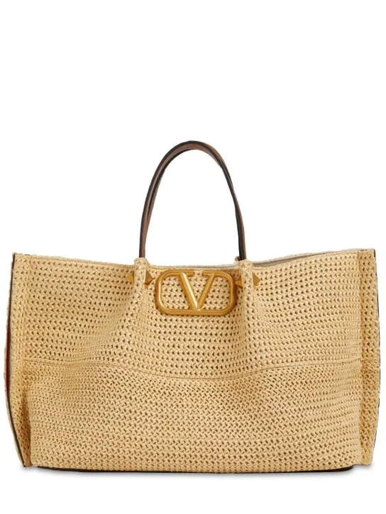 Valentino Garavani   Medium VLogo viscose & leather tote bag 