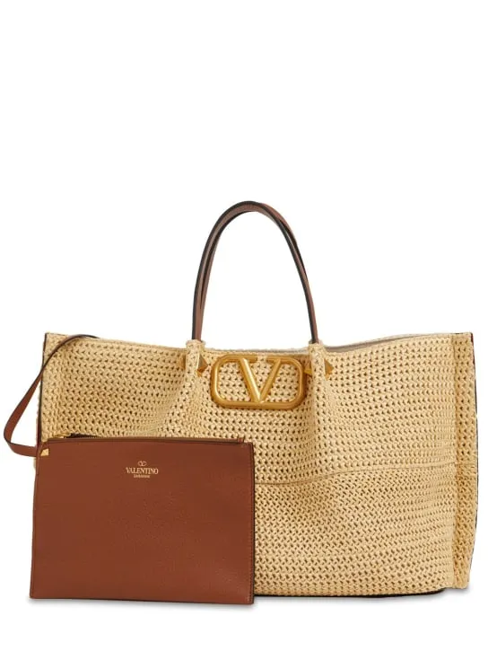 Valentino Garavani   Medium VLogo viscose & leather tote bag 