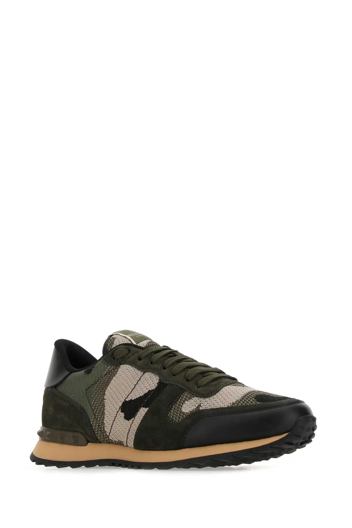 Valentino Garavani Multicolor Fabric And Leather Rockrunner Camouflage Sneakers