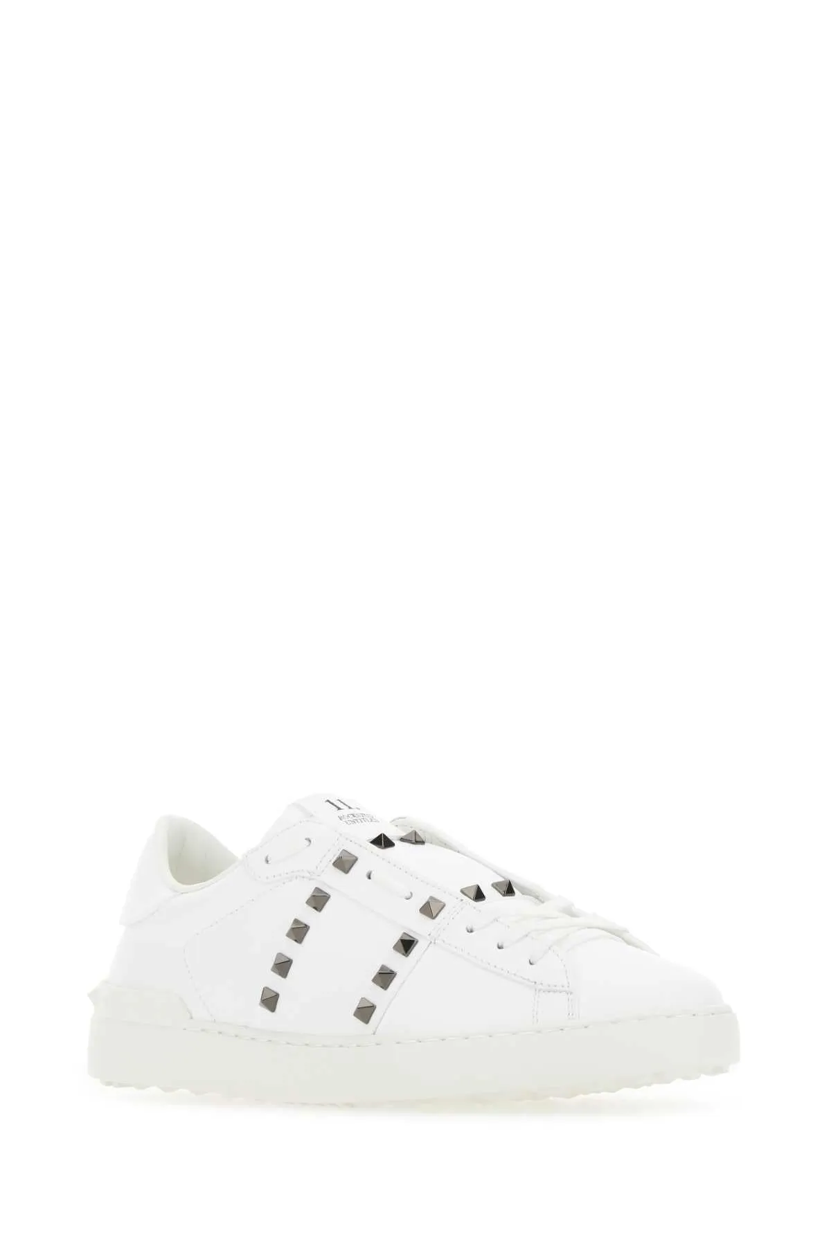 Valentino Garavani White Leather Rockstud Untitled Sneakers