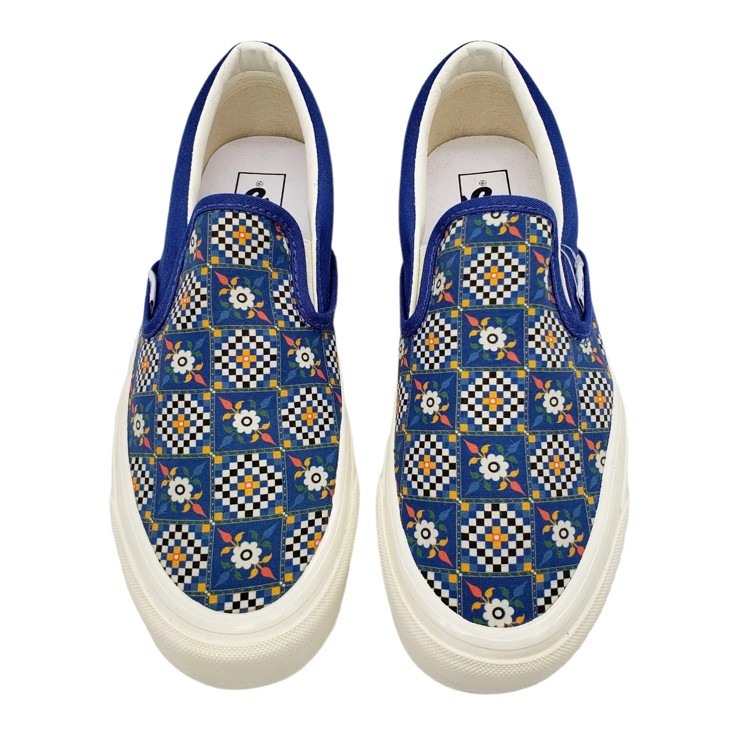 Vans Blue Floral Checked Slip On Trainers