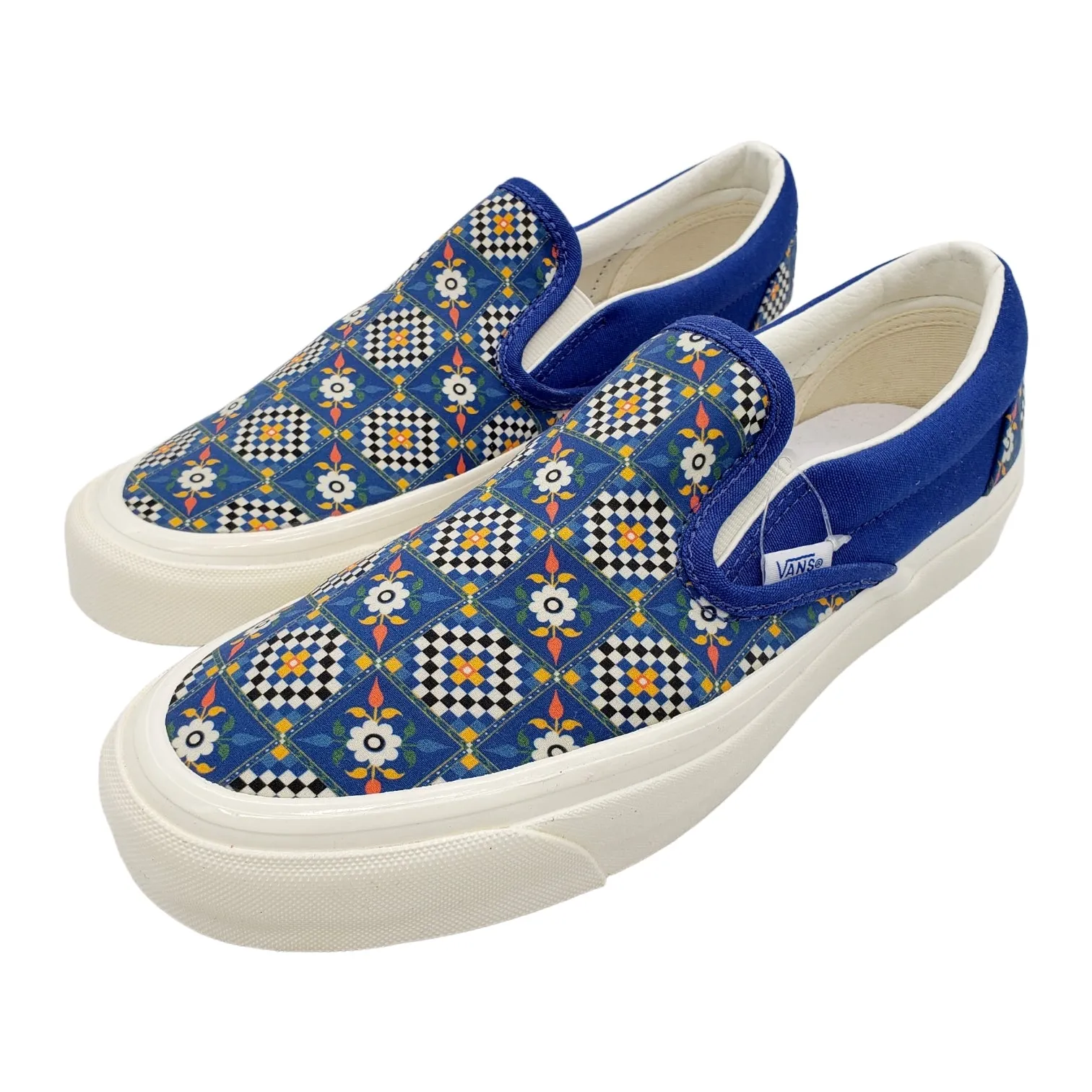 Vans Blue Floral Checked Slip On Trainers