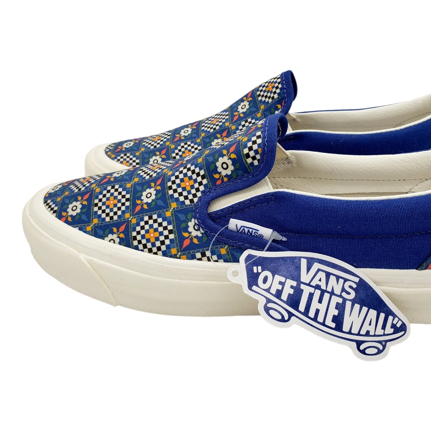 Vans Blue Floral Checked Slip On Trainers