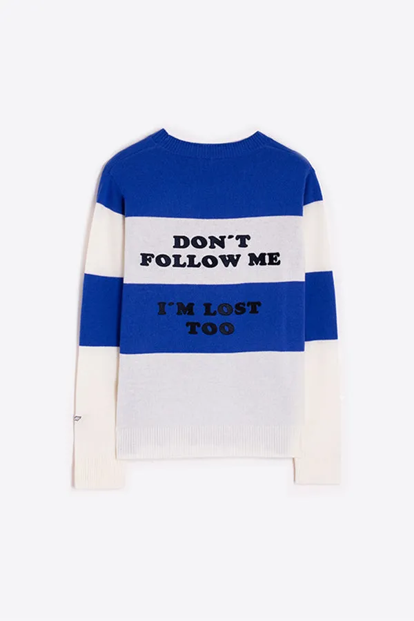 Vilagallo LOST BLUE WHITE KNITWEAR PULLOVER
