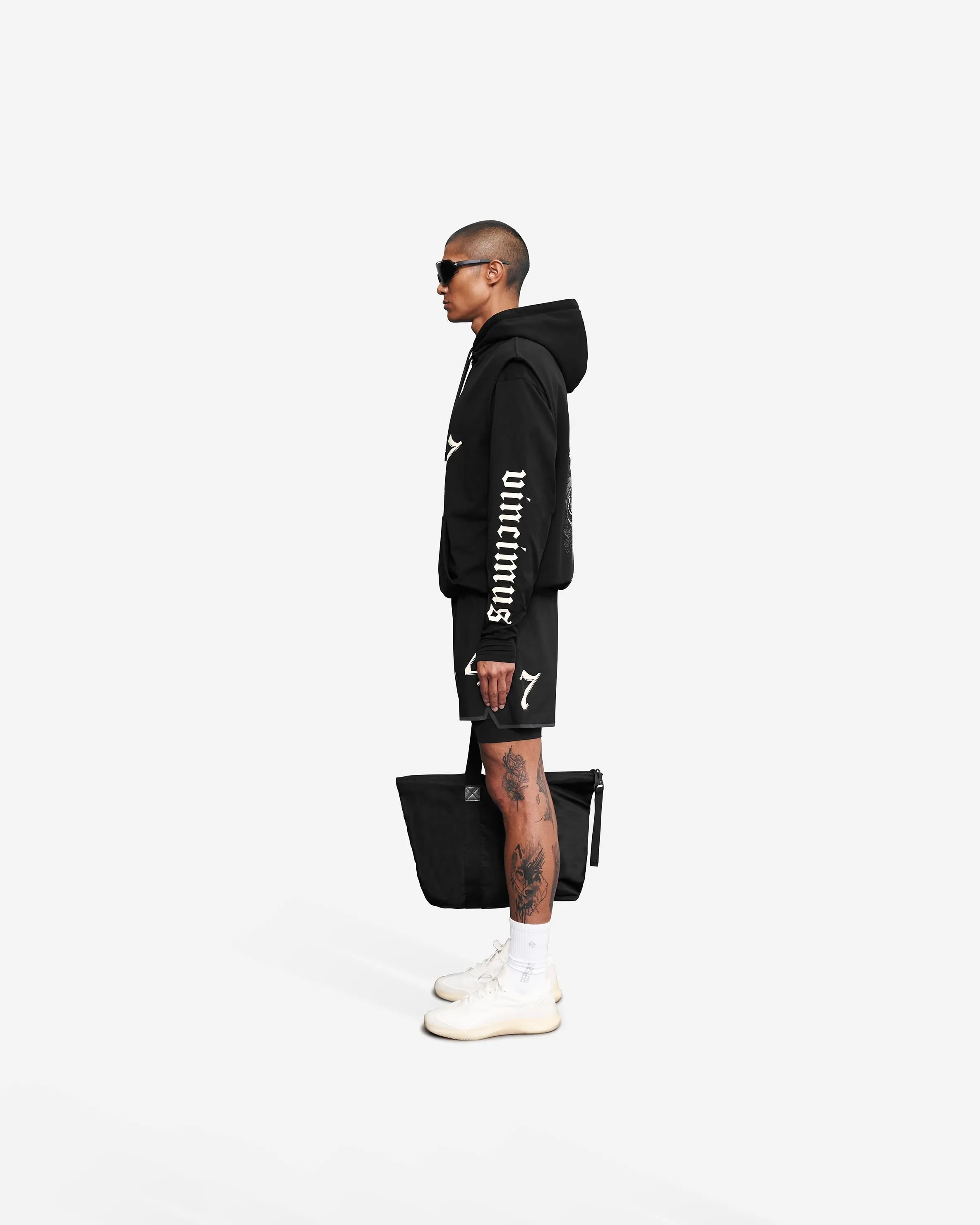 Vintage 247 Sleeveless Oversized Hoodie - Black Papyrus