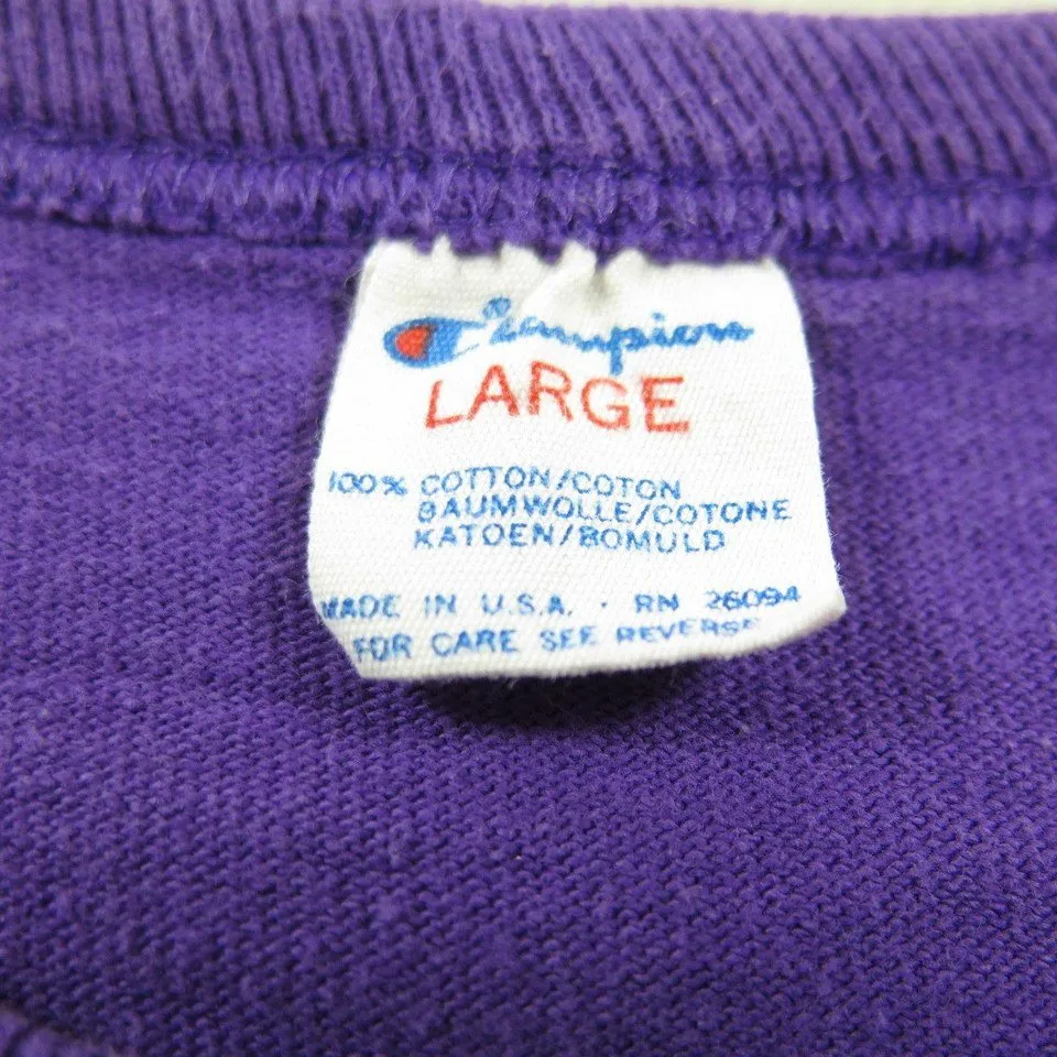 Vintage 80s Los Angeles LA Lakers T-shirt L Champion NBA Basketball Purple