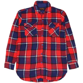 Vintage Checkered Flannel Shirt Navy Red