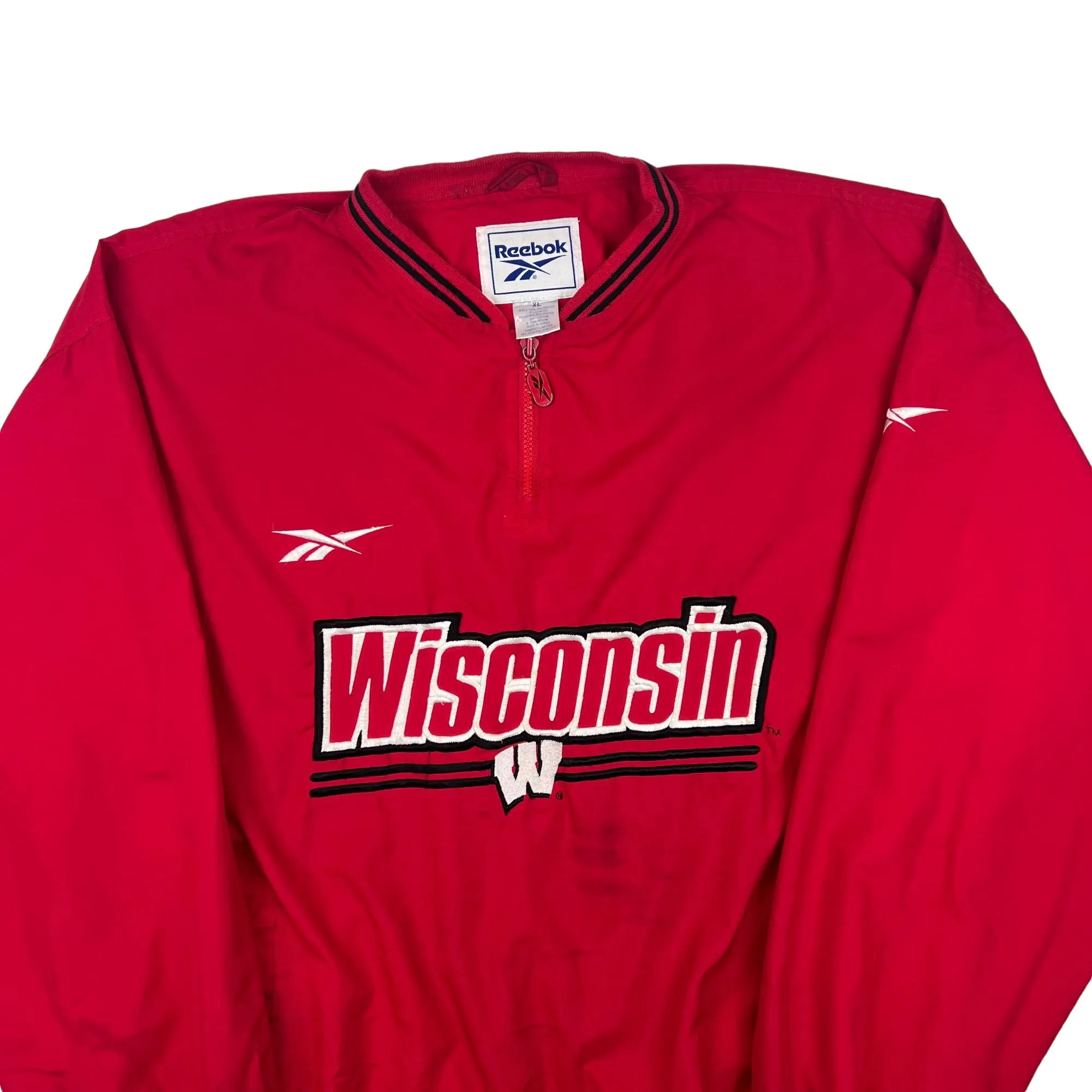 Vintage Reebok Wisconsin Badgers Pullover Jacket Red