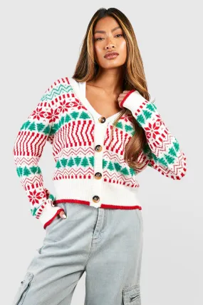 Vintage Style Fluffy Fairisle Cardigan