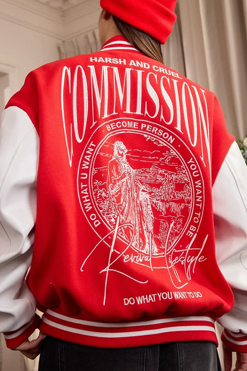 Vintage Typography Embroidered Baseball Jacket