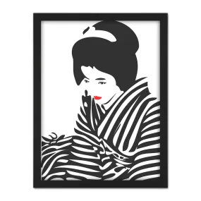 Wall Art & Pictures | Wall Art Print Japan Geisha Lipstick Stripes Large Framed Wall Décor Art | Artery8