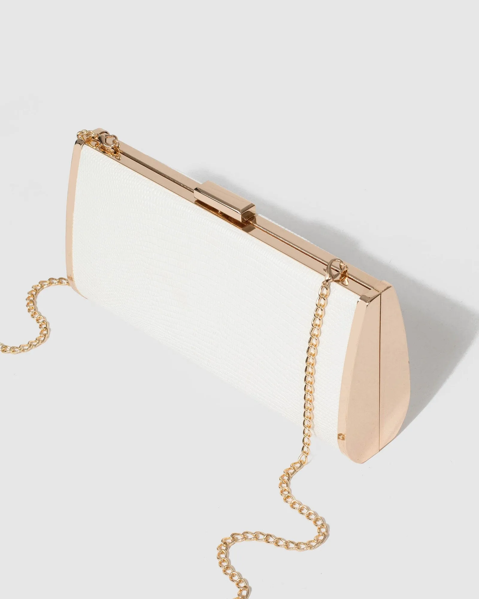 White Anela Hardcase Clutch Bag
