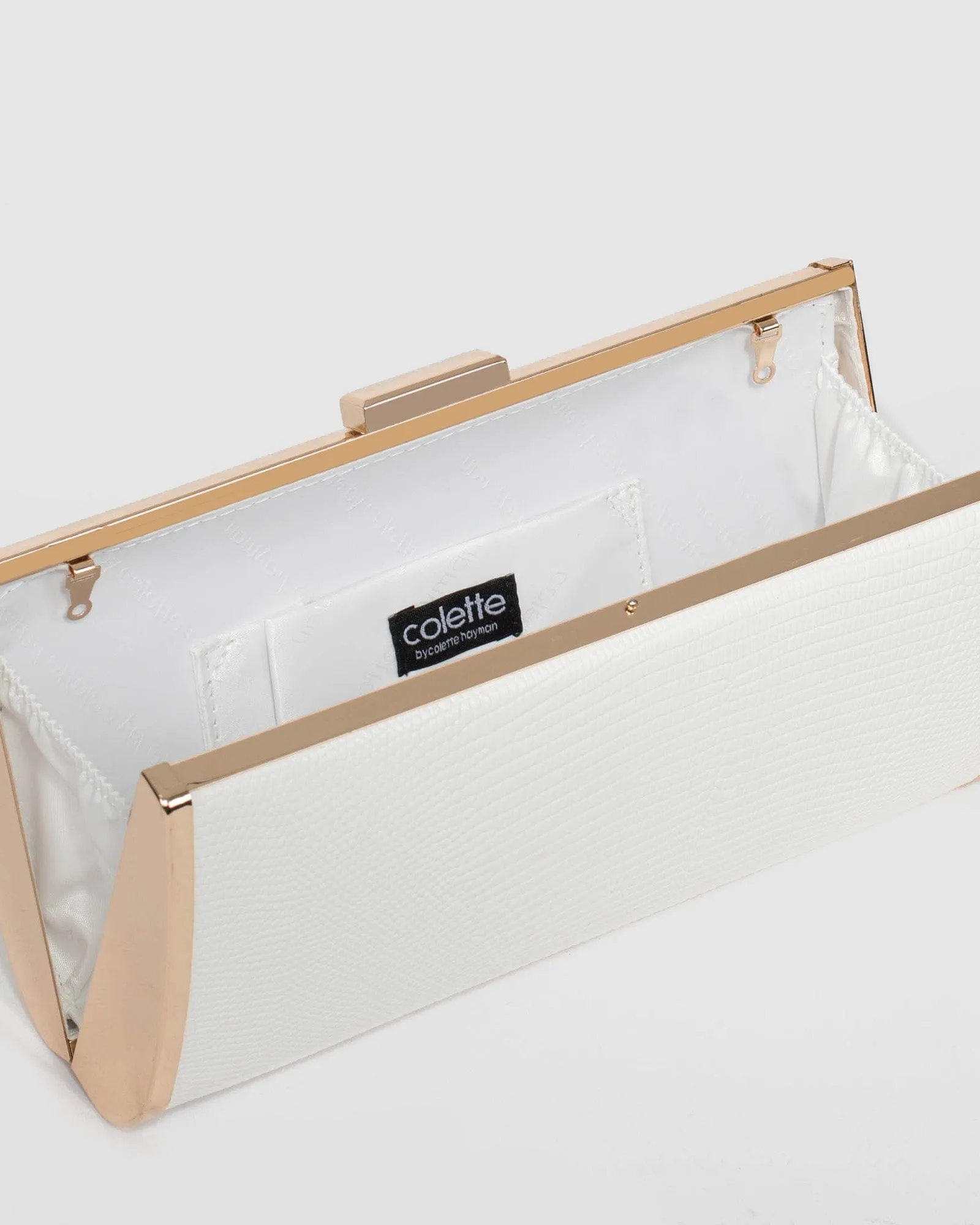 White Anela Hardcase Clutch Bag