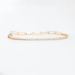 White Diamond & Paperclip Half Tennis Bracelet