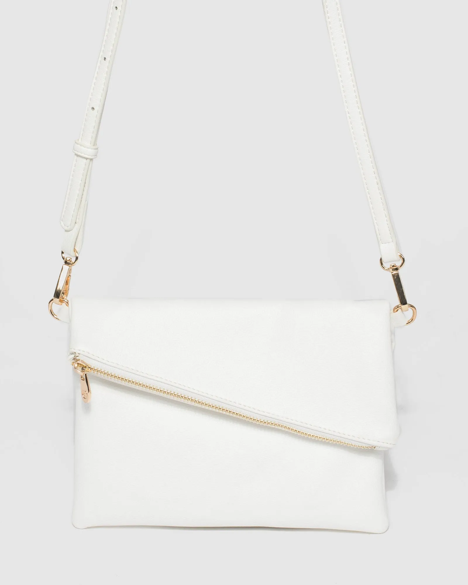 White Gabi Foldover Clutch Bag