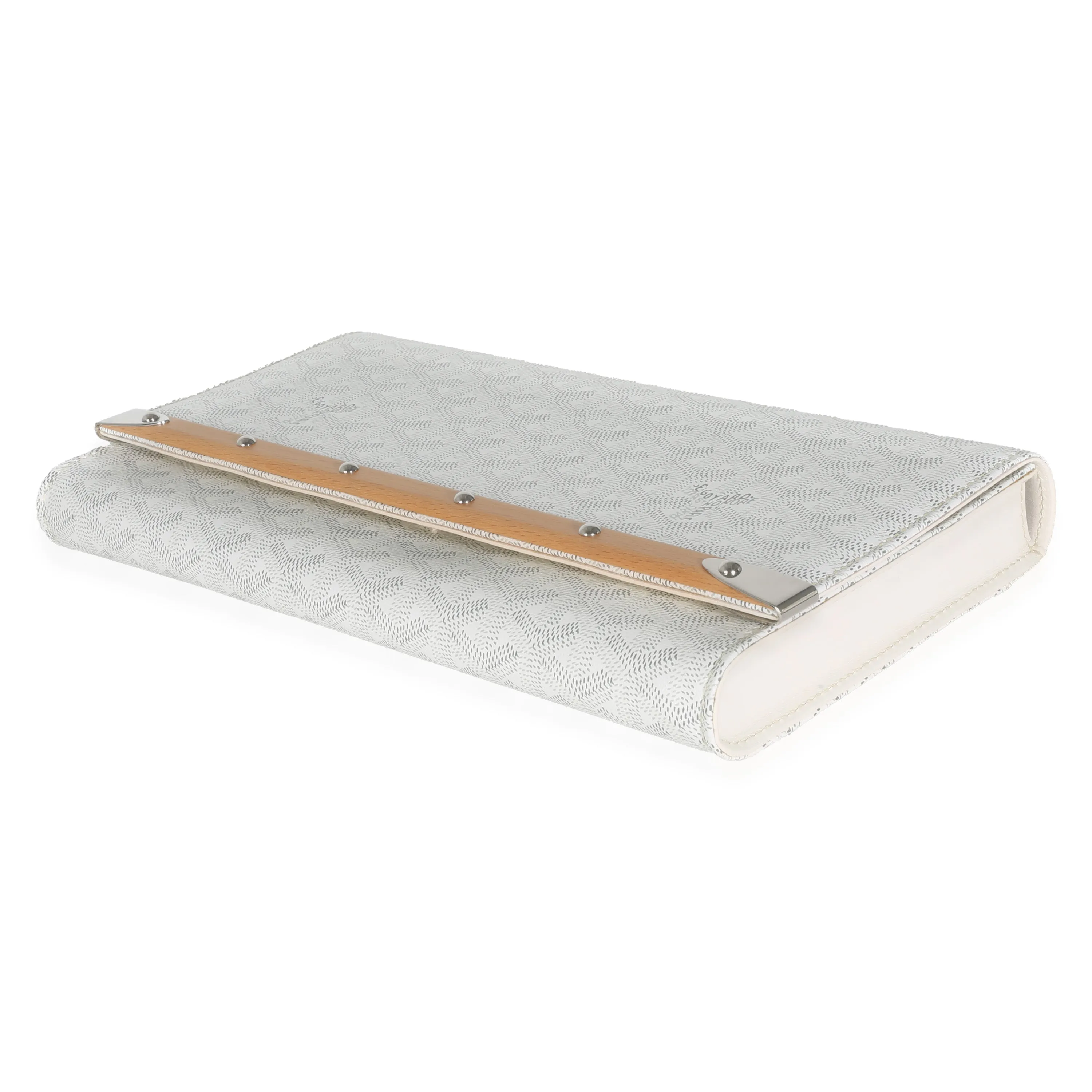 White Goyardine Canvas Monte Carlo Boise Clutch