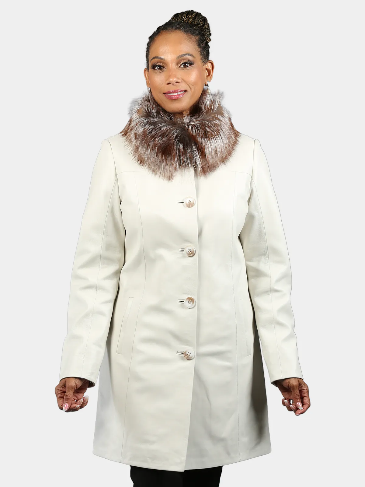 Woman's Rose Dust/Cream Lambskin Leather Stroller - Day Furs