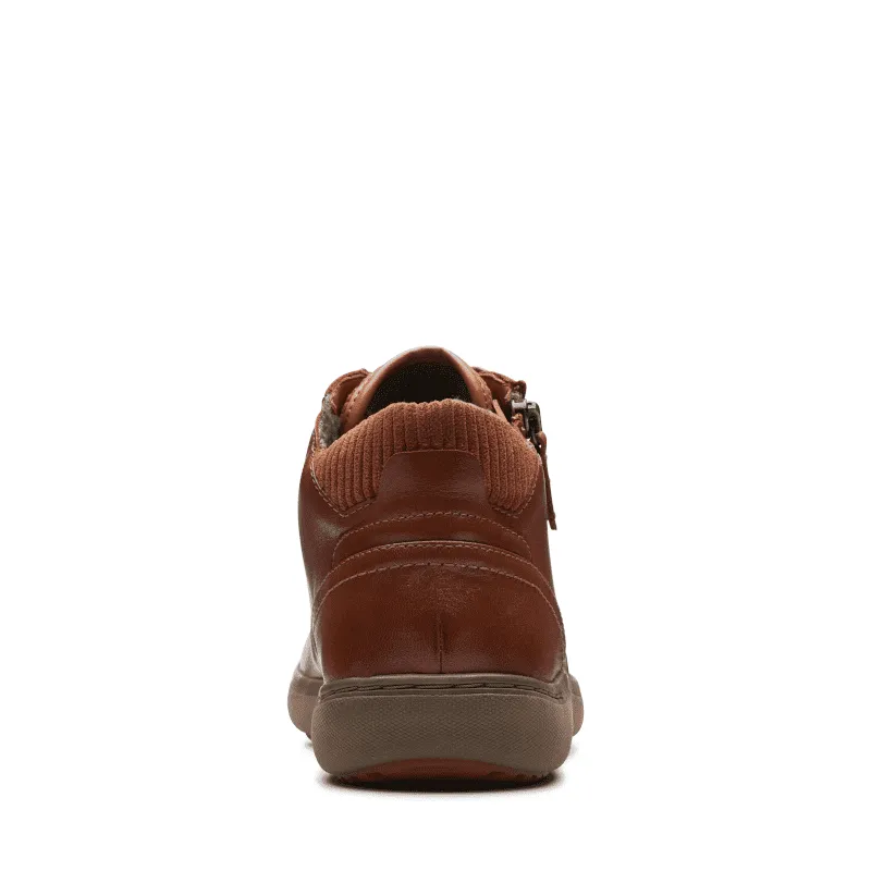 Women’s Clarks Nalle Mid Waterproof – Dark Tan Leather