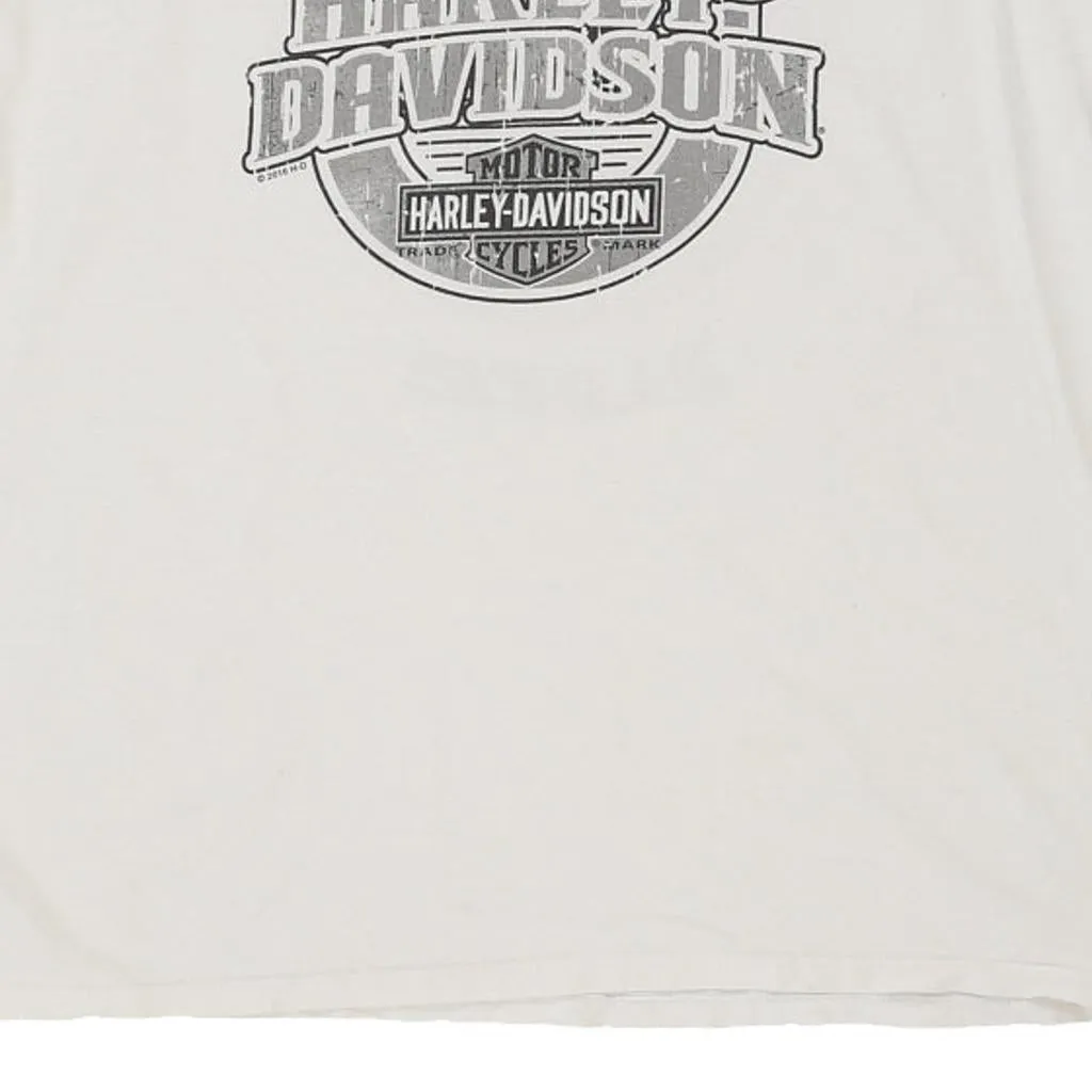 Woodstock, Illinois Harley Davidson Graphic Vest - Large White Cotton