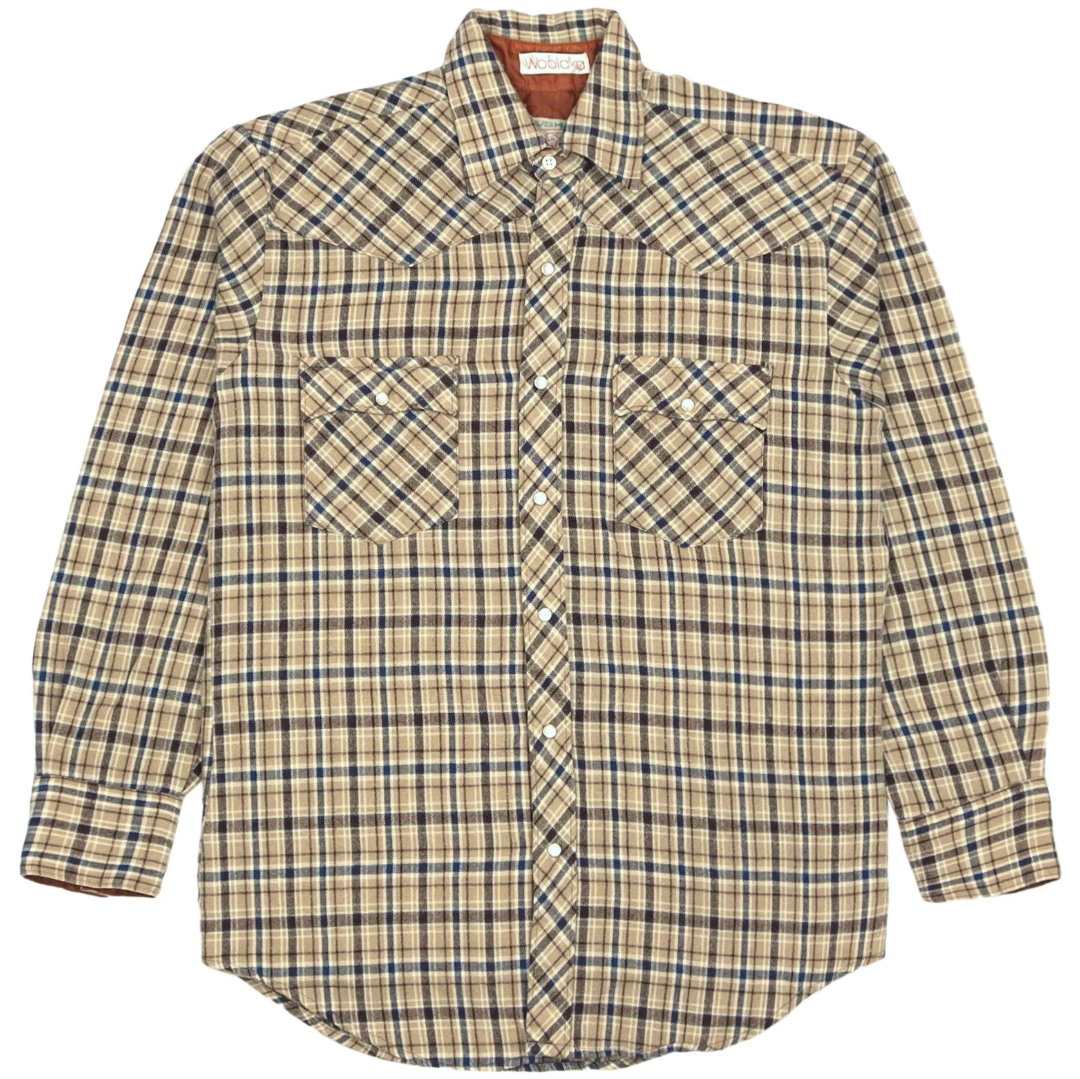 Woolaka Checkered Flannel Shirt Beige Navy Black