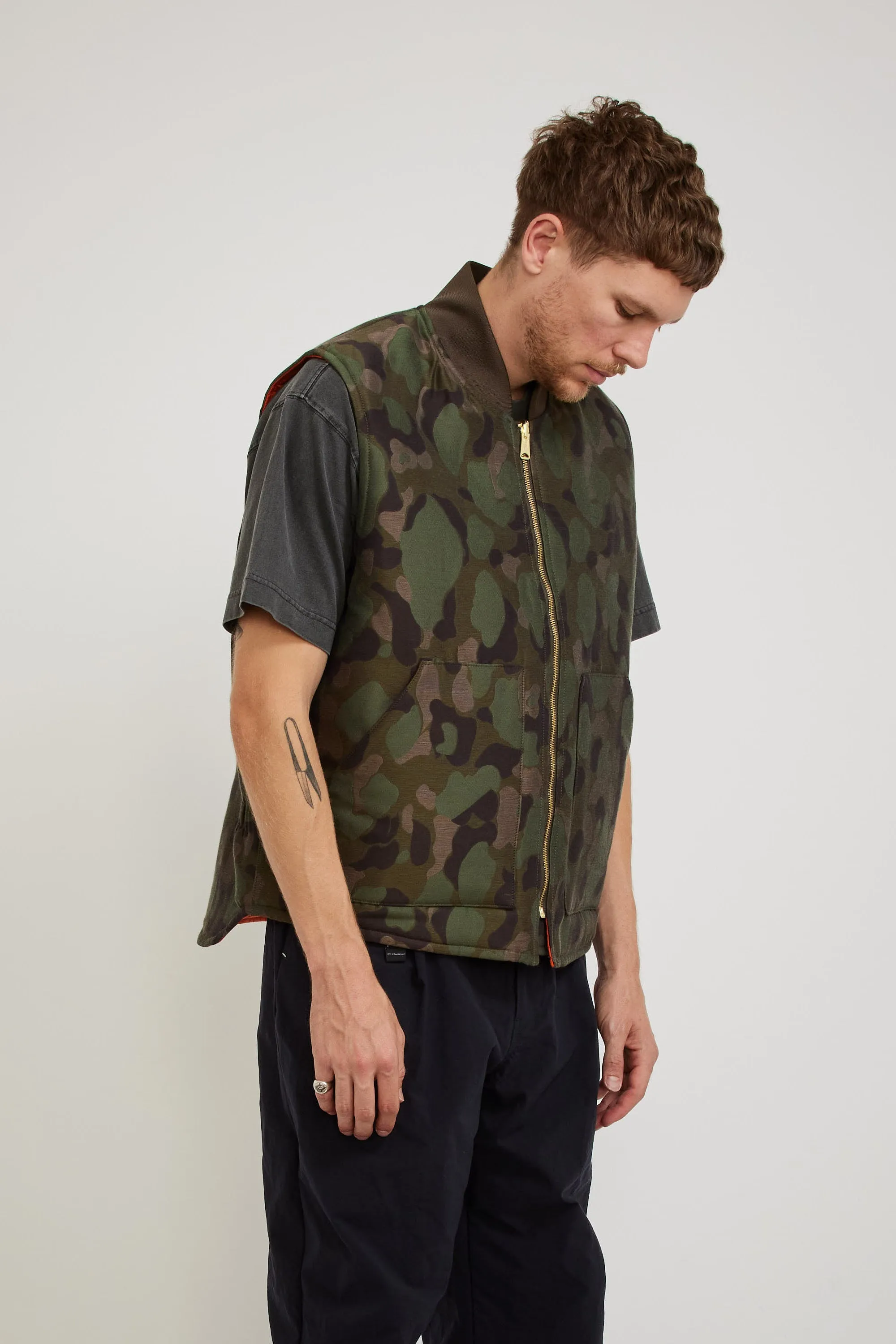WORK Puff Vest Reversible Big Hunter Camo Jacquard Olive Camo/Orange