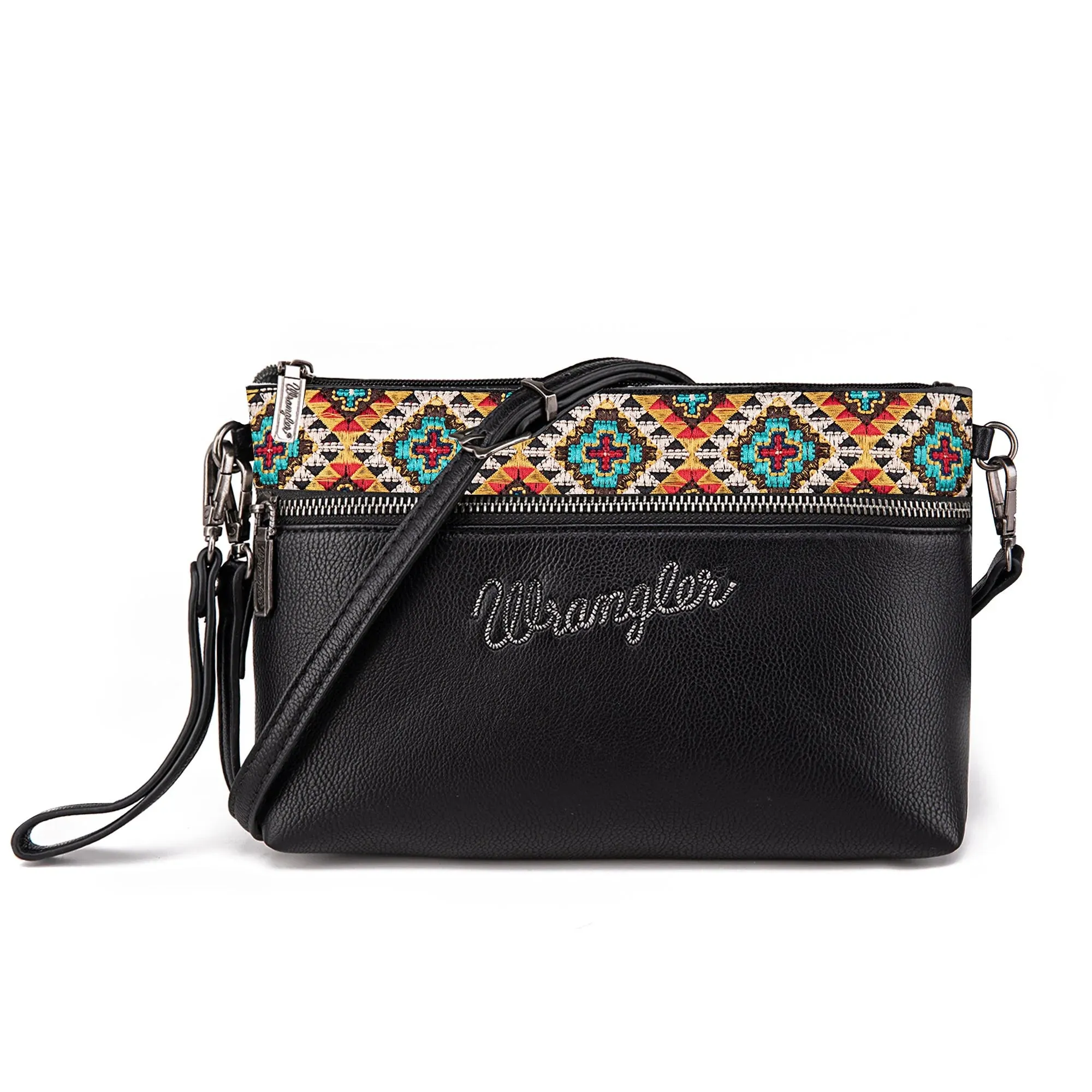 Wrangler Aztec Embroidered Crossbody Clutch