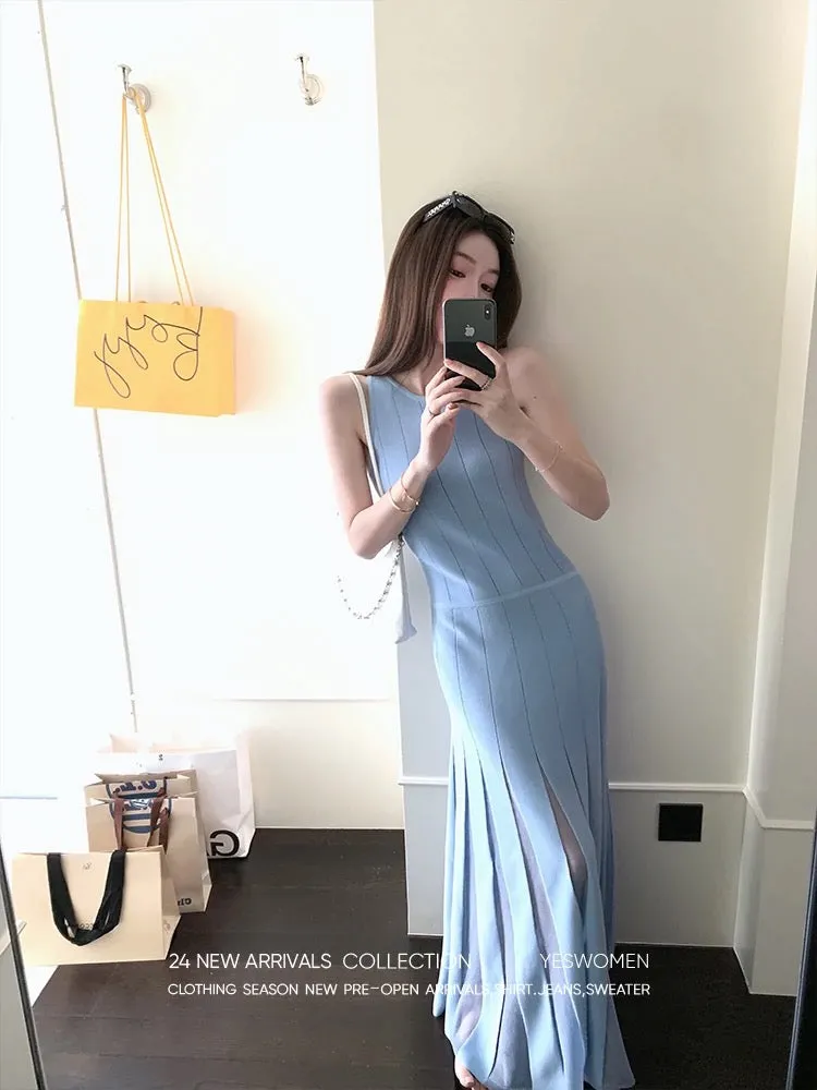 Xiaoyi Customized Mermaid Skirt·Strap Dress Design Niche Sleeveless Knitted Vest Skirt Long Skirt Summer