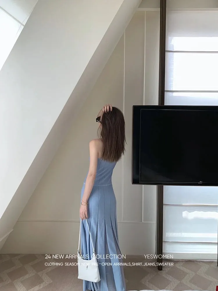 Xiaoyi Customized Mermaid Skirt·Strap Dress Design Niche Sleeveless Knitted Vest Skirt Long Skirt Summer