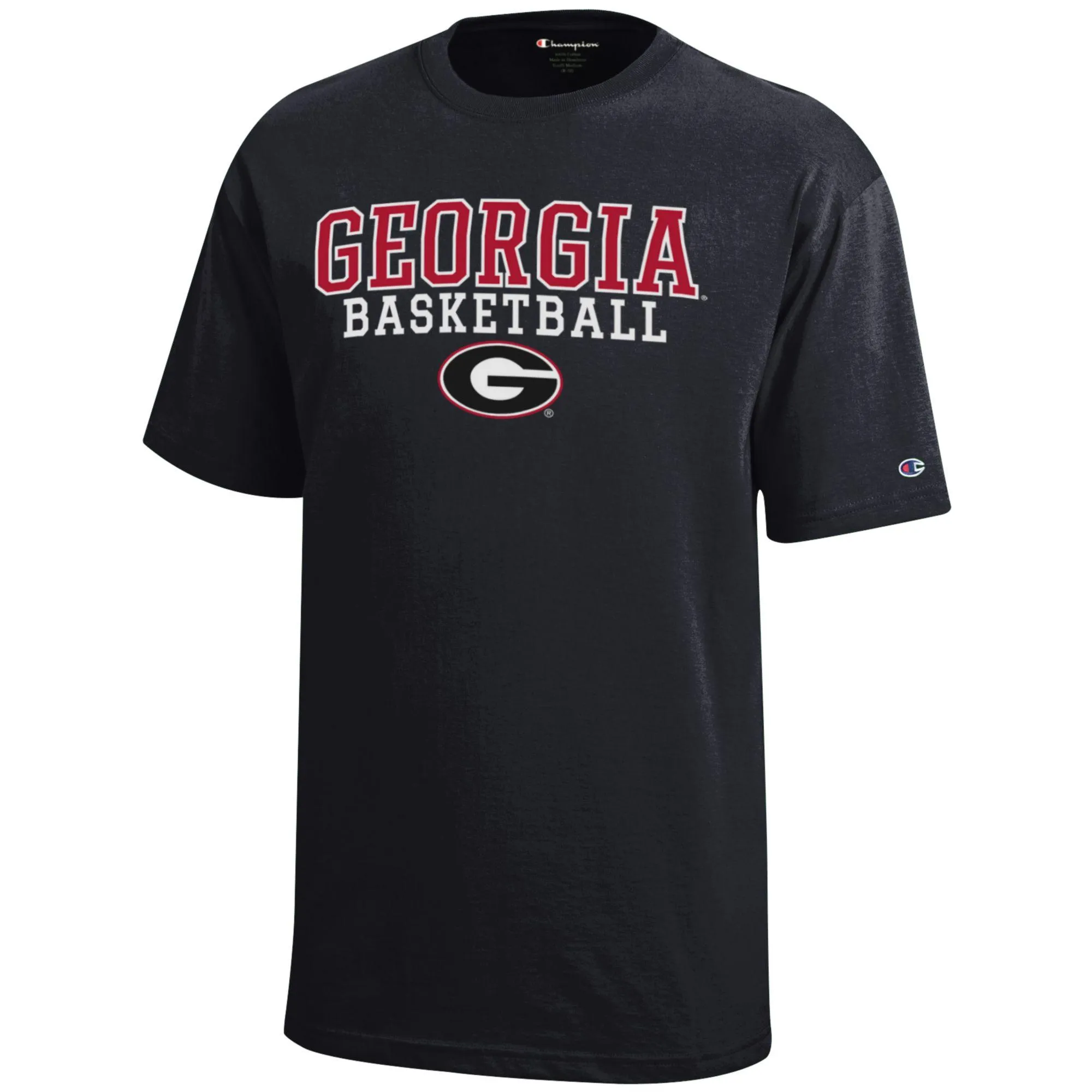 Youth Champion  Black Georgia Bulldogs Stacked Logo Basketball T-Shirt
