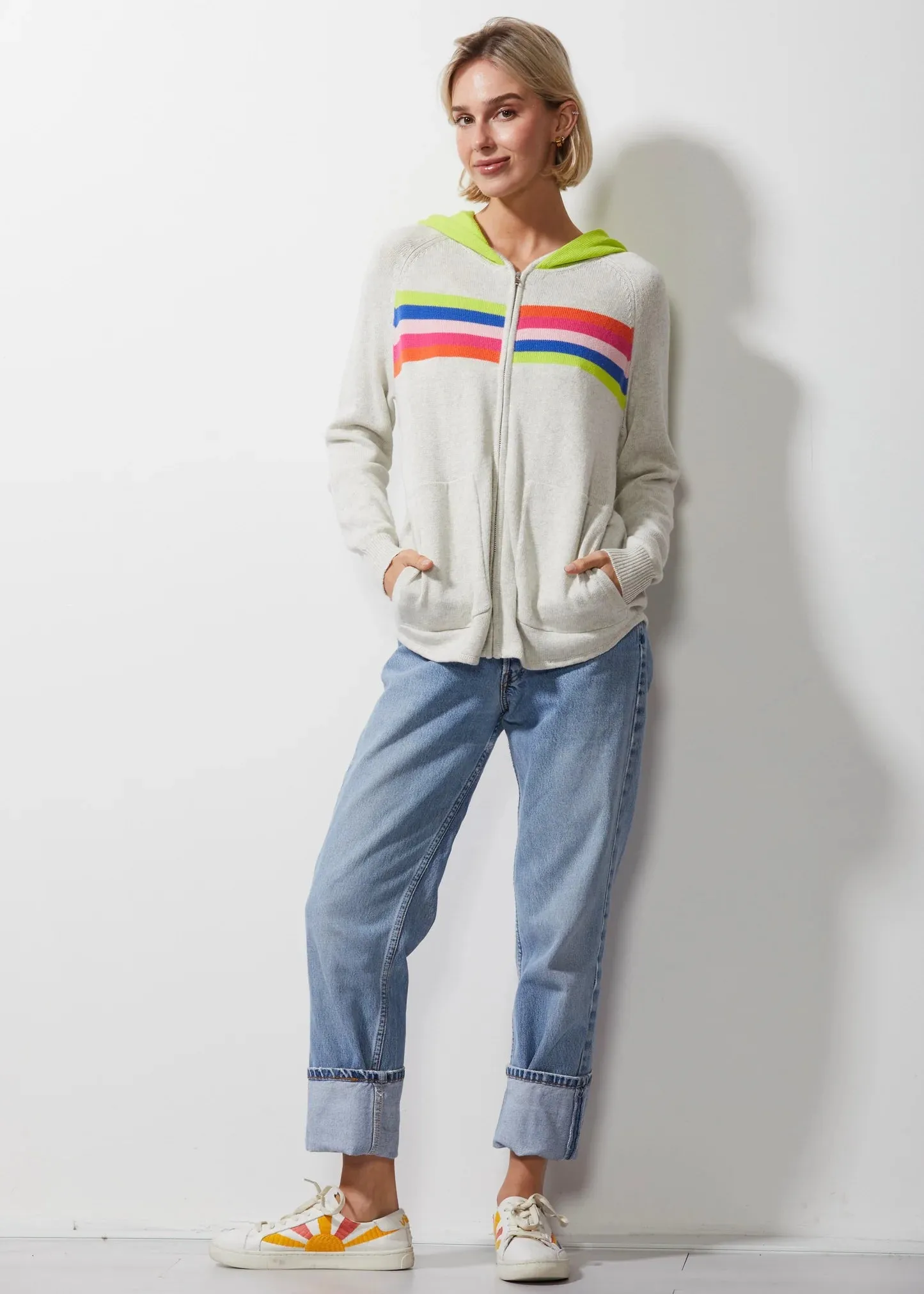 Zaket & Plover 6352U Retro Stripe Hoodie Sweater Ice