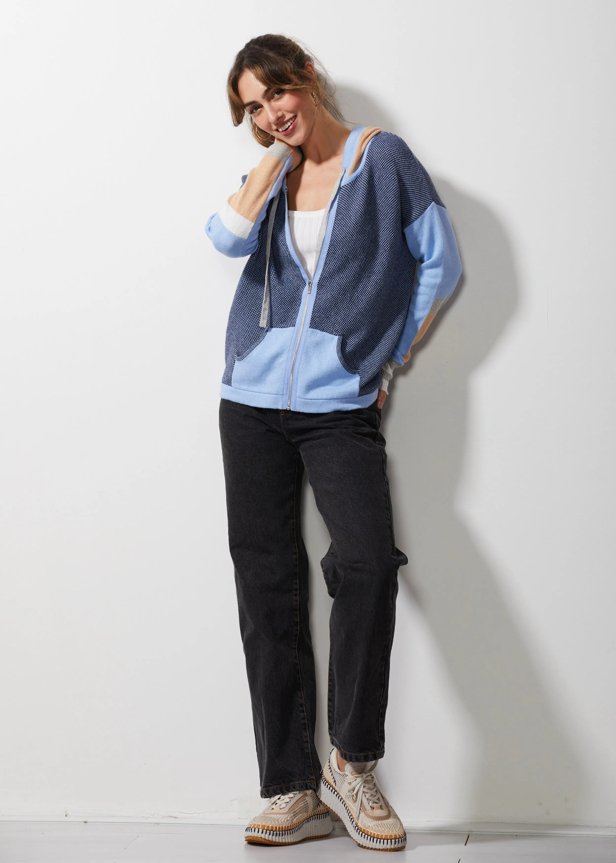 Zaket & Plover Birdseye Hoodie Sweater Sky Blue