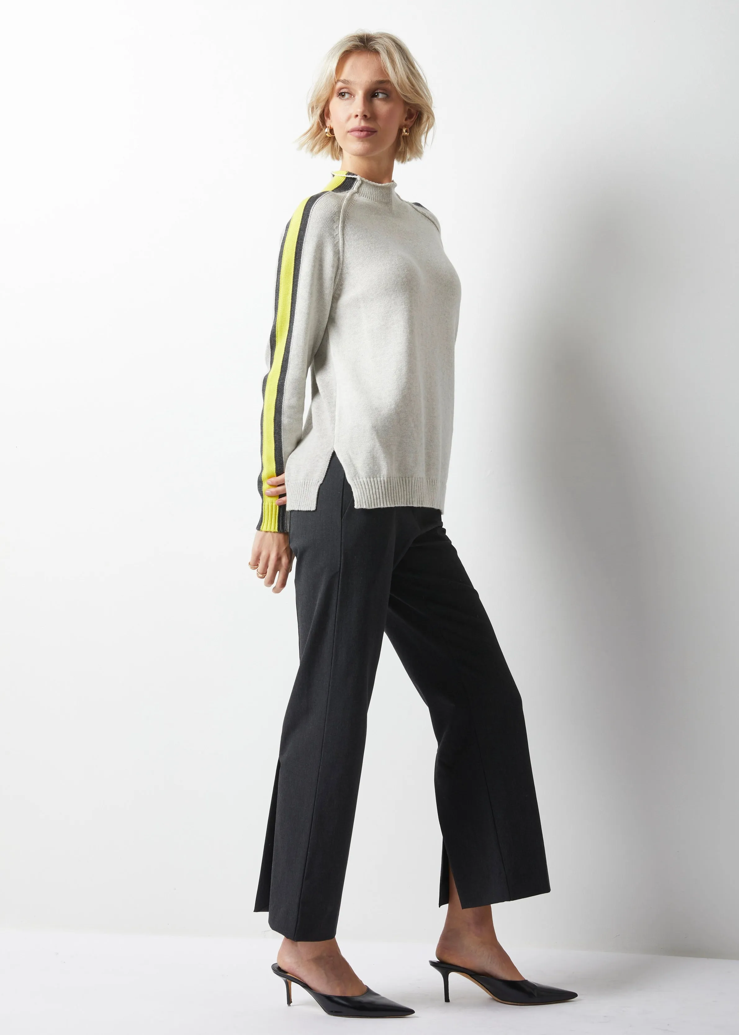 Zaket & Plover Contrast Funnel Neck Sweater - Ice