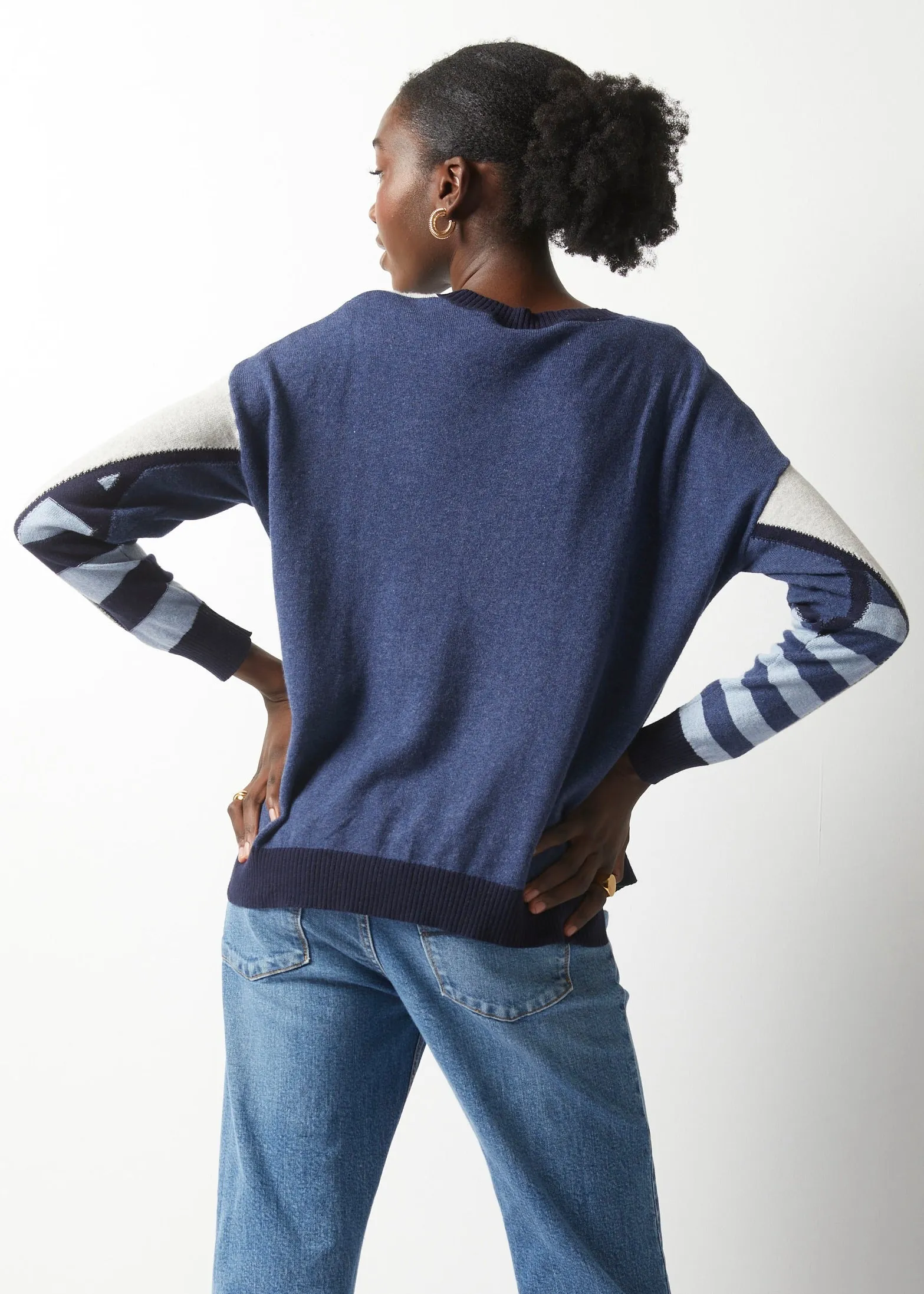 Zaket & Plover Mosaic Intarsia Sweater - Marine