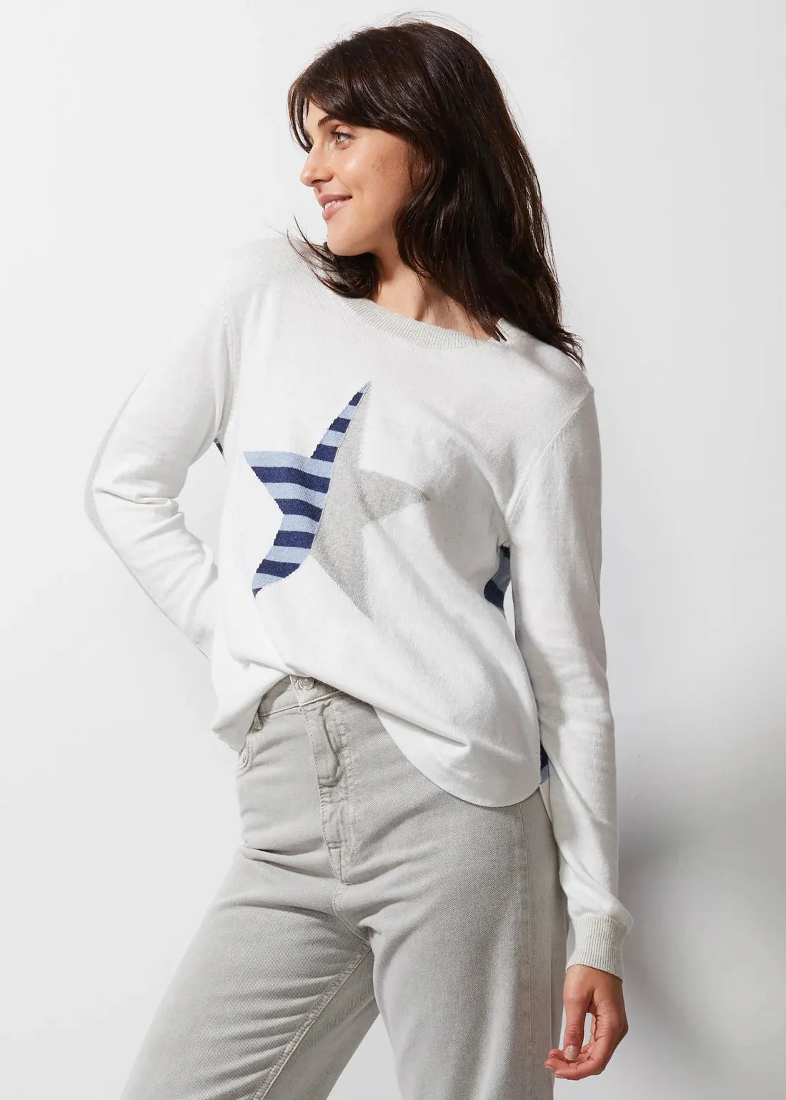 Zaket & Plover Stripey Stardom Sweater - White