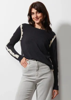 Zaket & Plover Zest Intarsia Crew Sweater - Charcoal 6331