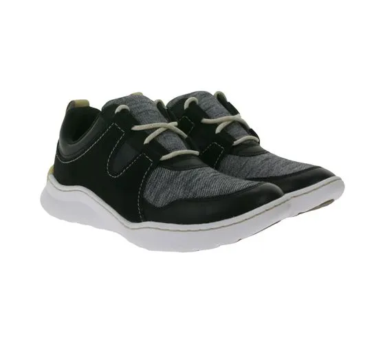 Zapatilla de mujer Clarks Teagan Lace zapatos con cordones de piel auténtica suela Ortholite extraíble 26164875 negro