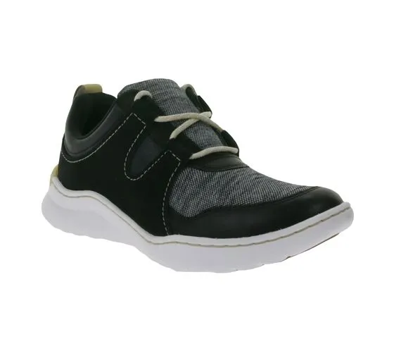 Zapatilla de mujer Clarks Teagan Lace zapatos con cordones de piel auténtica suela Ortholite extraíble 26164875 negro