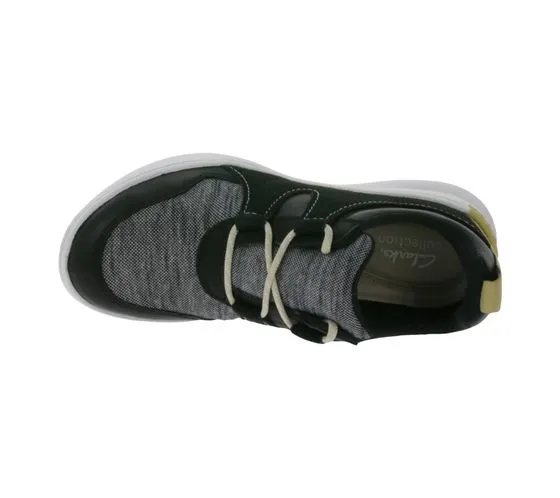 Zapatilla de mujer Clarks Teagan Lace zapatos con cordones de piel auténtica suela Ortholite extraíble 26164875 negro