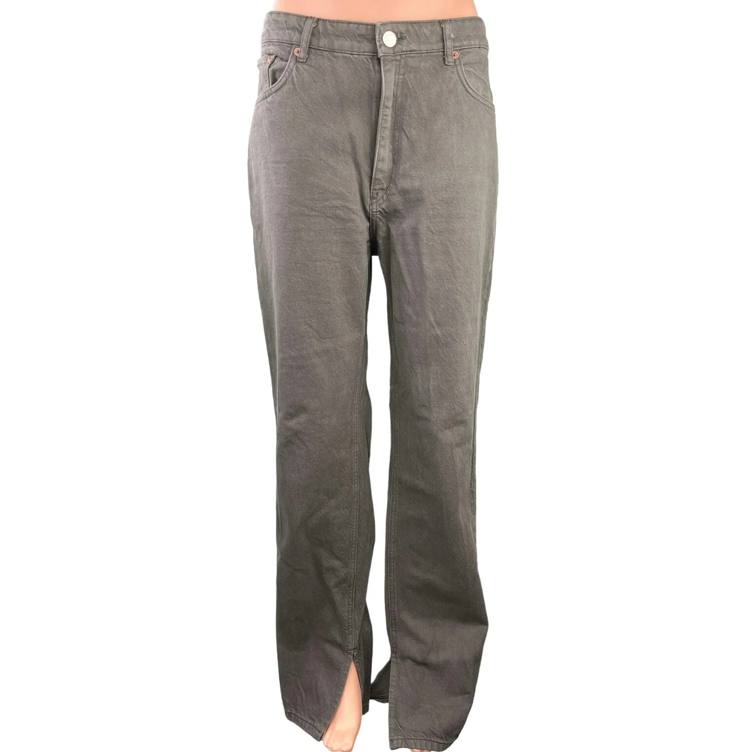 Zara Women's Brown High Rise Split Hem Casual Straight Leg Denim Jeans Size M
