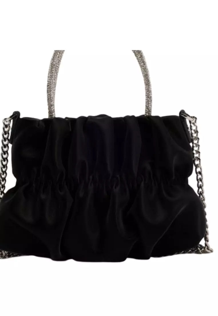 ZITIQUE Elegant Pleated Rhinestone Tote, Designed as a Crossbody Shoulder Bag